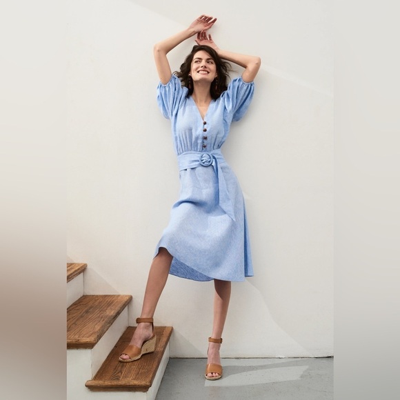 Sachin + Babi Dresses & Skirts - Sachin & Babi - Kelsey Linen Dress Baby Blue Belted NWT size 4